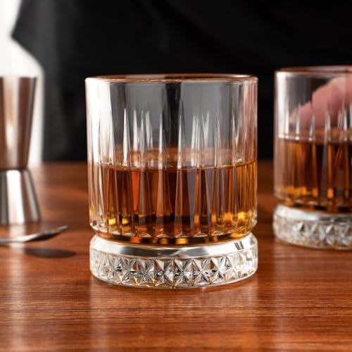 Image of Whiskey Glass Transparent, 310 ML, Whisky Glass, Diamond Design Bar Glass for Drinking Bourbon, Whisky, Scotch, Cocktails, Cognac - Old Fashioned Cocktail Tumblers Set of 6 (a p.$., 6)