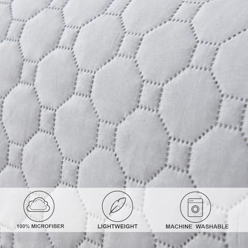 Image of 3 Piece Grey Daybed Cover Twin Size Cozy Daybed Sets Bedding Double Sided Quilting Cover Set Geometric Print Bedspread Coverlet All Season for Twin Bed with 2 Standard Shams,39 inchx75 inch