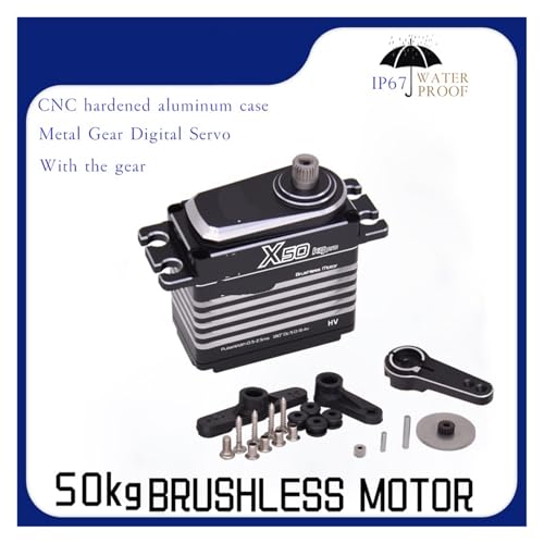 50KG High Torque High Pressure CNC Aluminum Shell Metal Gear Brushless Waterproof 1/8 Scale Large Model Servo image 5