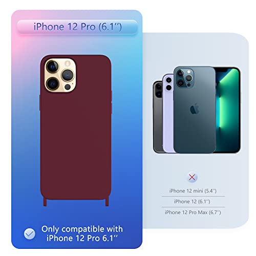 Image of Compatible with iPhone 12 Pro Case with Lanyard Crossbody iPhone Case with Strap Adjustable Shockproof Drop Protection Silicone Phone Cover for iPhone 12 Pro 6.1'' Plum
