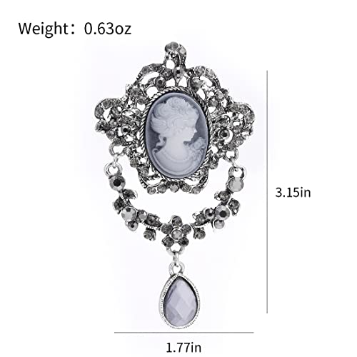 Image of lureme Vintage Elegant Victorian Lady Beauty Cameo with Crystal Brooch Pin (br000017)