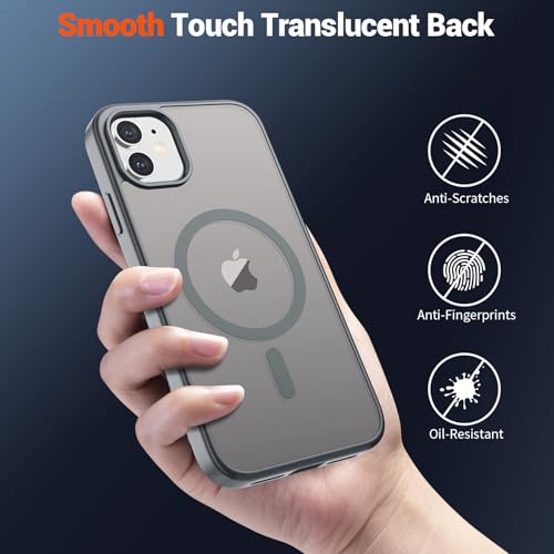 SUPFINE Magnetic for iPhone 12 Case/iPhone 12 Pro Case (Compatible with MagSafe) (Military Grade Drop Protection) Slim Translucent Matte Shockproof with Anti-Fingerprint Phone Case,Gray