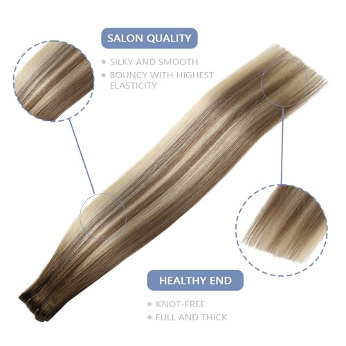 Image of COOKAYU Invisible Tape in Hair Extensions Human Hair, Injected Tape in Hair Invisi Edge Extensions Walnut Brown to Ash Brown and Blonde 16Inch 20pcs 35g