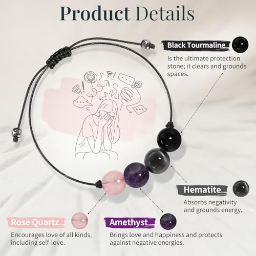 Crystal Healing Bracelets Gifts for Women: Spiritual Natural Stone Empath Protection Bracelets Christmas Birthday Graduation Gifts for Friends Sister Bestie Mom Daughter2