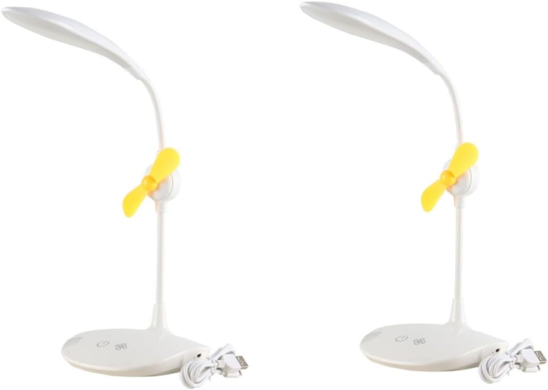 DOITOOL 2sets Multifunctional Led Desk Lamp Built Fan Touch Control USB Rechargeable Portable Foldable Design for Home Office and School Use