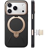 TORRAS iPhone 17 Pro 用 ケース【新感覚レザー・スキンタッチ】Ostand Q3 レザートーン MagSafe対応 リング スタンド 360°定点回転 縦横両対応 マグネット搭載 革 カメラコントロールボタン 米軍規格 耐衝撃 指紋防止 こくよう・ブラック