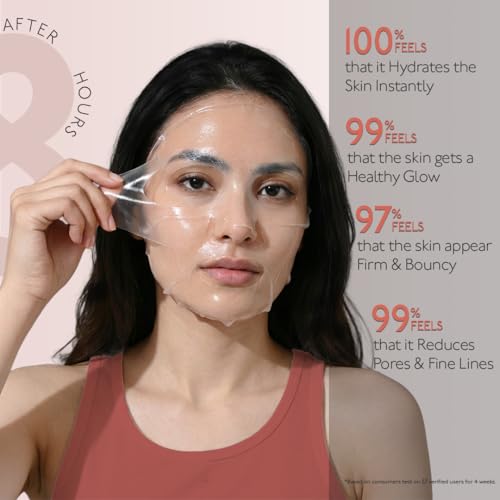 WILDGLOW Korean Glass Skin Bio-Collagen Overnight Face Mask for Deep Hydration, Pigmentation, Anti-Aging & Pore Minimizing | Hyaluronic Acid, Niacinamide, Vitamin E & Centella | Pack of 4