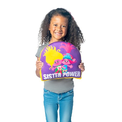 Image of Northwest Trolls Sister Power Cloud Pillow 12 inch - Plush Kids Stuffed Toy, Colorful Cartoon Bedroom Decor, Gift for Girls & Trolls Fans