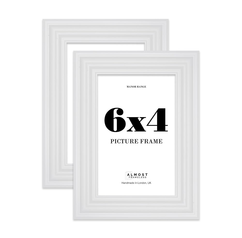 6x4 Picture Frame, Display 6x4 Pictures (10.2 x 15.2cm) - Ice White Distinctive 42mm Edge Frame for Home Décor - 2 Pack