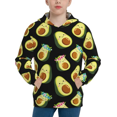 Flowers Avocado Kid Hoodies Boys Sweatshirts Girls Pullover with Pocket