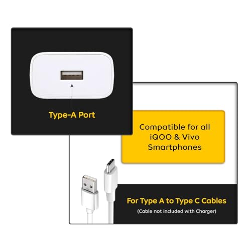 Image of 44W Flash Charge Charger with Cable Adapter Compatible with Vivo V21,V21 Pro,V23 5G,V23e 5G,V23 Pro 5G,vivo 23e, iqoo Z5,Z6,Z6x, iqoo neo 3, iqoo neo 6,neo 7 & Other Devices (White) (44, Watts)