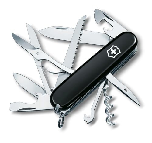 Victorinox Huntsman Swiss Army Knife, Medium, Multi Tool, Camping Pocket Knives, 15 Functions, Large Blade, Bottle Opener, Black