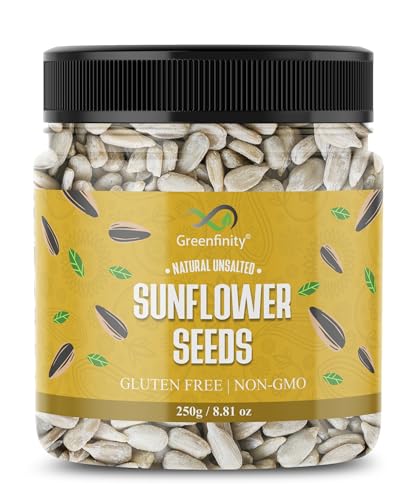 Image of GreenFinity Raw Sunflower Seeds | Rich in Protein, Fiber, Vitamins and Antioxidants | Nutritious Diet Food for Weight Management, Healthy Snacks, Cooking, Smoothies and Salads (250g)