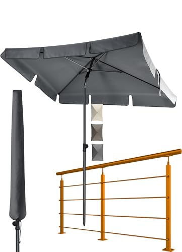 4smile Sonnenschirm Balkon SunnyShade in Anthrazit - UPF 50+ Sonnenschirm rechteckig als Sonnenschutz Balkon - 200 x 125 cm Balkon-Schirm mit Sonnenschirmhülle 4smile Sonnenschirm Balkon SunnyShade in Anthrazit - UPF 50+ Sonnenschirm rechteckig als Sonnenschutz Balkon - 200 x 125 cm Balkon-Schirm mit Sonnenschirmhülle