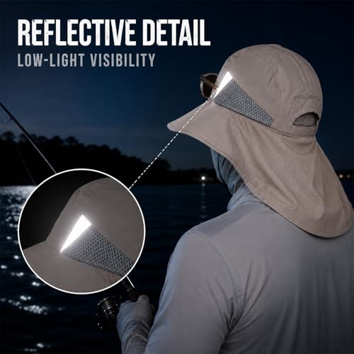 Image of Palmyth Fishing Hat Wide Brim Sun Hat with Neck Flap & Sunglasses Storage