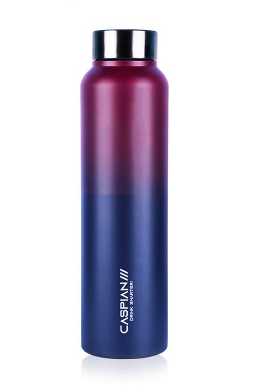 CASPIAN /// Astra Stainless Steel Water Bottle (Midnight Crimson, 1 Litre, Set of 1)| Leak Proof Thunder for Fridge Home Office Travel School Kids Boys Girls Adults Sports Gym Yoga