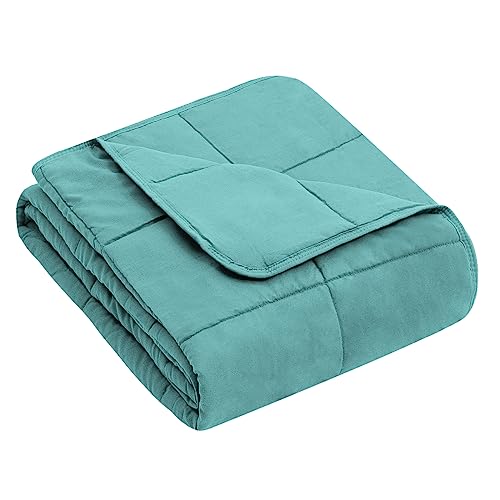 Image of yescool Weighted Blanket (5 lbs, 36 inch x 48 inch, Teal) Cooling Heavy Blanket, Perfect for 40-60 lbs, Breathable Throw Blanket Gifts with Premium Glass Bead, Machine Washable