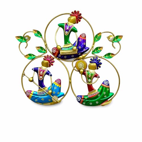 Image of Bharat Art Metal Iron 3 Anti Musicians B Frame Decorative Wall Art Decor for Home Bedroom Living room Office Cafe Decorative | Elegant Artistic Showpiece Sculpture | Gift Item | 24x1x20 Inch | W186 (B)