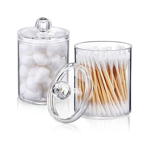 Cocoarm Dispensador de Soporte Qtip, Tarros de Baño, Juego de Tarros de Tocador, Bote Transparente de Plástico Ps, Contenedor de Maquillaje Transparente para Qtips, Hisopos de Algodón, Bolas,