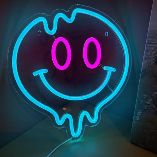 Image of Smiley Face Neon Sign Dimmable Neon Signs for Wall Decor 12.2x12.2 Inch Neon Sign Preppy Room Decor Led Signs for Teen Girls Bedroom Dorm Wall Decor Dorm Aesthetic Smiley Face Decor