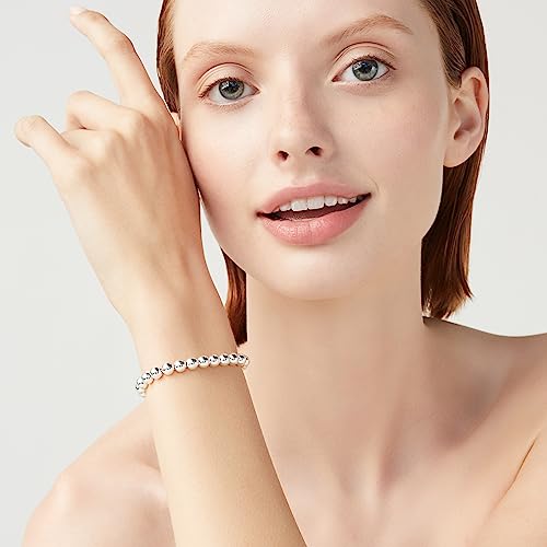 Miabella 925 Sterling Silver Italian Handmade 6mm Bead Ball Strand Chain Bracelet for Women, Made in Italy3