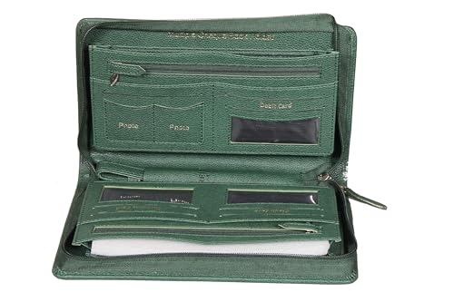 Image of Sukeshcraft Multiple Cheque Book Holder | Original PU Holds Upto 8 Cheque Books, GrainGreen