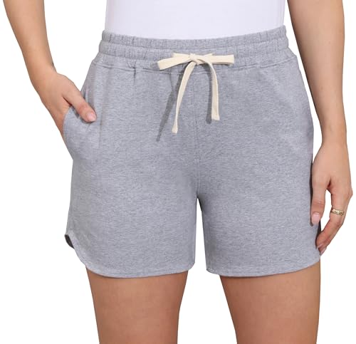Women's Sweat Athletic Shorts Summer Elastic Waisted Comfy Beach Casual Shorts with Pockets