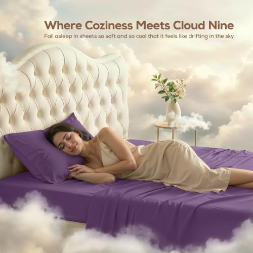 Image of Utopia Bedding Twin Sheet Set - 3 Piece Bed Sheets for Twin Size Bed, Soft and Breathable Microfiber, Includes 1 Fitted Sheet, 1 Flat Sheet and 1 Pillowcase - Oeko Tex (Egg Plant)