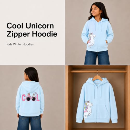 Image of The Mom Store Winter Jackets for Kids | Cute Sweatshirt and Cool Hoodies for Baby Boy and Baby Girls | with Zippers | Hoodie Cap