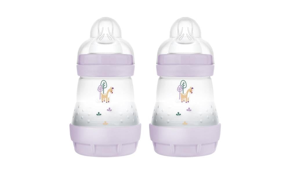 MAM Biberon anti-coliche Easy Start | 2 x 160 ml | Autosterilizzante | Tettarelle a flusso lento taglia 1 | Essenziali per neonati | Rosa (vari disegni)