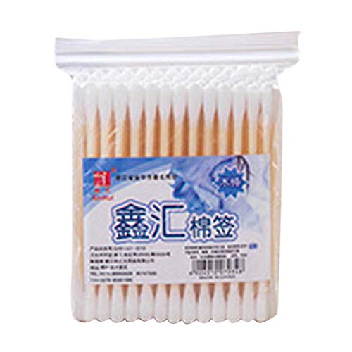 Generic Puntas de algodón multifuncionales de madera, doble cabezal, limpiador desechable, bola de limpieza (blanco, 200)
