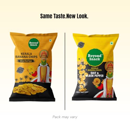 Image of Beyond Snack Nendran Kerala Banana Chips | Salt and Pepper | Thin Crunchy Crispy Snack |300g (100g*3packs) (Pack of 3)