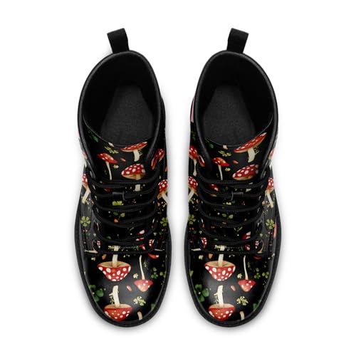 Women's Stylish Ankle Boots Mushroom printed Gift Lightweight Comfort Waterproof Casual Fashion Winter Combat Booties3
