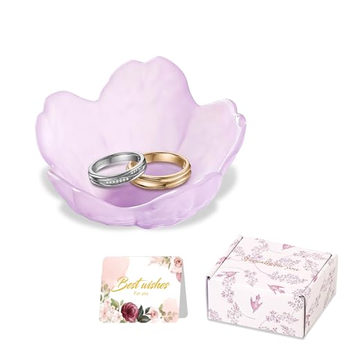 Image of Gifts for Women Flower Jewelry Dish Ring Holder Jewelry Tray Vanity Organizer Room Decor Aesthetic Dorm Bathroom Decor Decorative Trinket Dish for Rings Earrings Necklaces Friendship Birthday Gifts