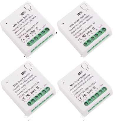 WiFi Smart Mini DIY Relay Module 3-Way Wall Switch Compatible with Alexa App and Voice Control,16A (4 Packs)