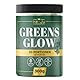 He-Ju Greens Glow Grüne Helfer Entgiftungspulver mit Apfelfaser, Spirulina, Brokkoli & 13 Vitaminen, 300g Superfood-Mix, vegan, ohne Zuckerzusatz, mit Vitamin C & D zur Unterstützung der Immunfunktion
