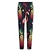 Men Loose Pajama PJ Bottoms, Straight Trouser Sleepwear Lounge Pants with Pockets, Drawstring Sleep Pants (4XL) Print Seamless Red Pineapples and Red Flamingos on Black