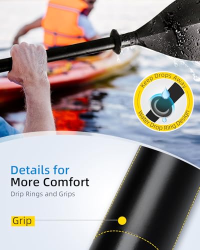 Image of OCEANBROAD Kayak Paddle 86in /218cm, 90.5in /230cm Alloy Shaft 2-Piece Floatable Kayak Oar for Kayaking Canoeing Boating