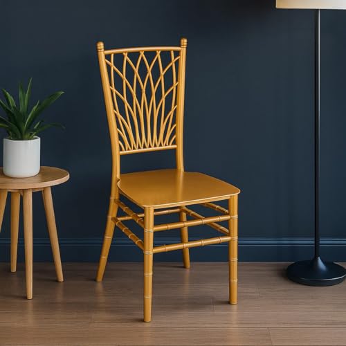 Image of Nilkamal Glam Plastic Chair | Set of 2 | Royal Look with Balanced Posture Support | for Living Room, Dining Room, Garden, Cafes, Balconies, Weddings & Events | Shimmer Gold