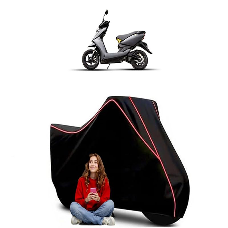 Image of 450X Pro Scooty Bike Cover Water Resistant Outdoor Use Universal Fit Scooters Motorcycles Heavy Duty UV Protection Dust Rain Scratch Resistant Elastic Bottom Black Blue Piping