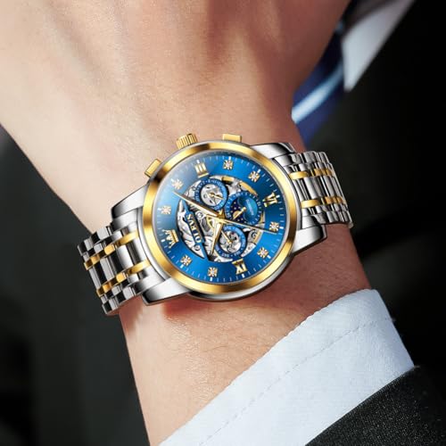 OLEVS Ladies Luxury Gold Silver Stainless Steel Quartz Watch Waterproof Date