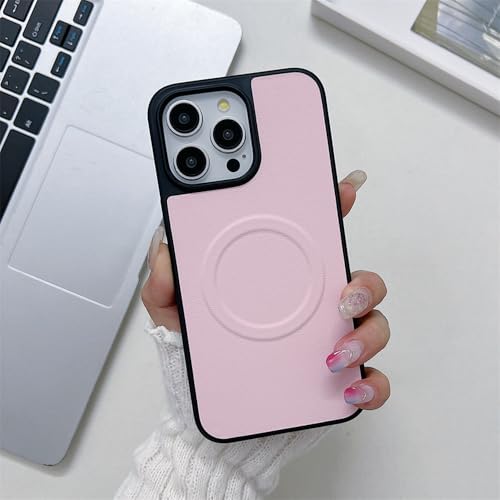 Coque magnétique pour iPhone 15 et 14 antichoc rose givrée