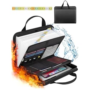 Important Document Organizer Folio Accordion File Organizer Fireproof Expanding File Folder Storage Box with Zipper Labels 13 Pockets for Business Office Receipt Travel