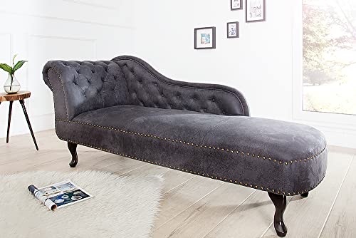 invicta INTERIOR Design Chesterfield Recamierè antik grau Récamiere Chaiselongue Chaise Longue Sofa Wohnzimmer Ottomane – Bild 4