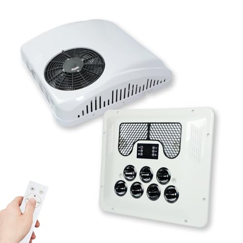 DC 12V 10000 BTU Heating and Cooling RV Air Conditioner,Rooftop Air Conditioner for RVs, Trucks, Vans, Campers, Tractor, Low Profile Quiet AC Unit