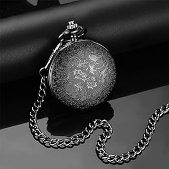 Vintage Pocket Watch for Men Roman Numerals Scale Quartz Pocket Watches with Chain for Xmas Fathers Day Gift