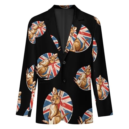 Australia British Flag Kangaroo Mens Blazer Two Button Sport Coat Lightweight Suit Jacket for Travel Business Wedding4