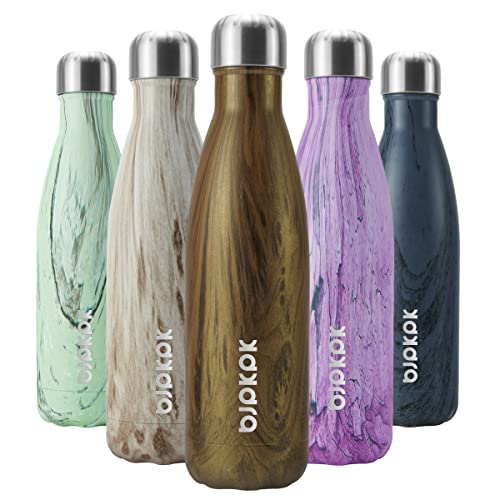 Image of BJPKPK Teakwood Graphics Stainless Steel Metal Double Wall Insulated Water Bottle 17 oz Cola Shape Sports Travel Cold Thermal Water Bottles