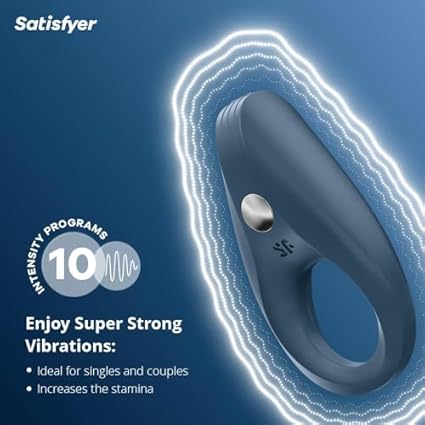 Satisfyer Rocket Ring Anillo de pene | Silicona | Anillo retardante con 10 modos de vibración | Recargable | Anillo pene para hombres y parejas | Efecto de congestión intenso retardante | Impermeable