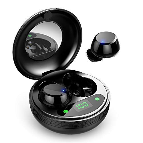 Auriculares Bluetooth, Auriculares Inalámbricos con Caja de Carga Portátil, IPX7 Impermeable Auriculares Bluetooth Deportivos con Micrófonos, Control Táctil, Mini Twins In-Ear para iPhone y Android